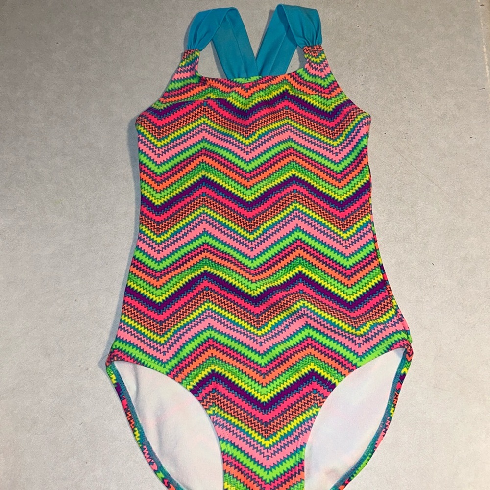 Girls colorfulswimsuit size 10-12 no stains or tears.